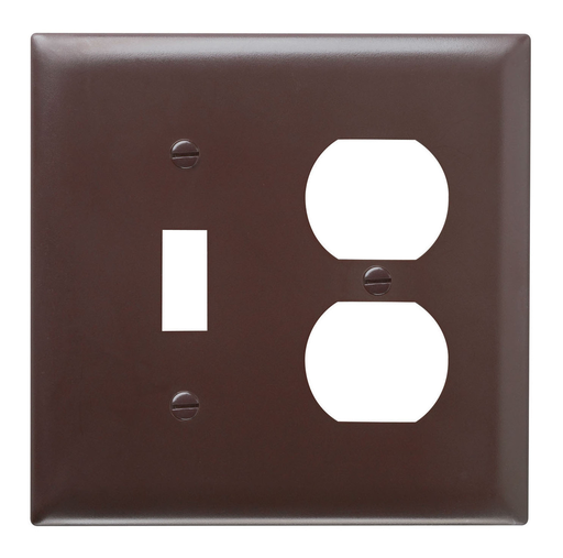 TP18 - TradeMaster® 2-Gang Nylon Wall Plate, 1 Toggle Switch Opening, 1 Duplex Receptacle Opening, Brown