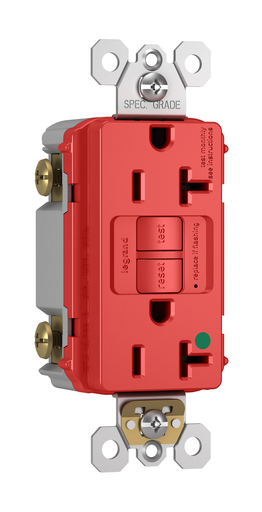 Mayer-DDS-Hospital Grade 20A Duplex Self-Test GFCI Receptacles with SafeLock® Protection, Red-1