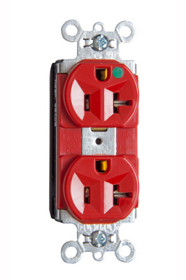 Mayer-DDS-PlugTail® 20A 125V Heavy Duty Hospital-Grade Compact Duplex Receptacle, Red-1