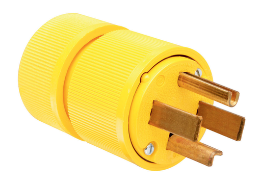 Product image for Pass & Seymour 1431 Gator Grip Plug, 3 pole 3 wire, 30amp 125/250V - Yellow