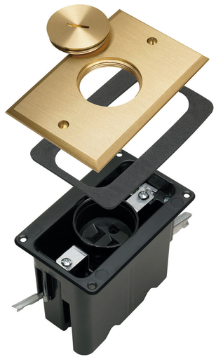 Mayer-DDS-Tamper-Resistant Floor Box Assembly - One Gang for Wood Sub-Floors, Brass-1