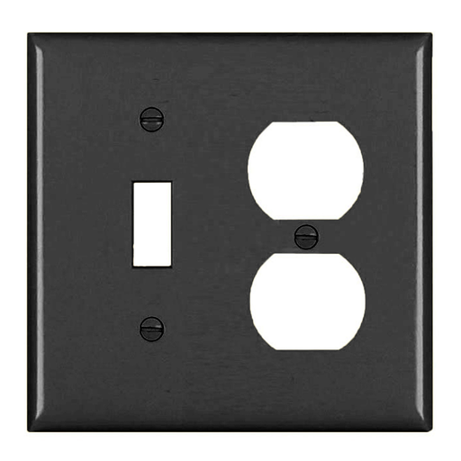 TP18BK - TradeMaster® 2-Gang Nylon Wall Plate, 1 Toggle Switch Opening, 1 Duplex Receptacle Opening, Black
