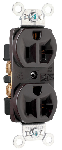 CRB5362 - 20A 125V Commercial Spec-Grade Duplex Receptacle, Back and Side Wire, Brown