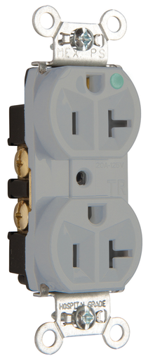 Mayer-DDS-20A 125V Hospital-Grade Tamper-Resistant Compact Duplex Receptacle, Back and Side Wire, Gray-1