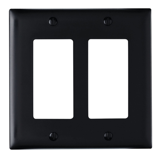 TradeMaster® 2-Gang Nylon Wall Plate, 2 Decorator Openings, Black