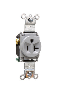 Mayer-DDS-20A 125V Heavy Duty Spec-Grade Single Receptacle, Back and Side Wire, Gray-1