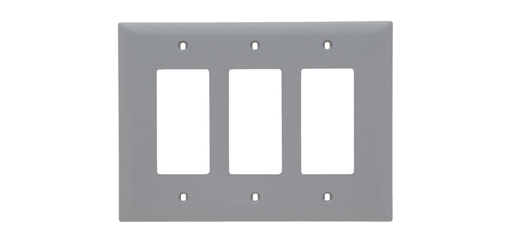 Mayer-DDS-TradeMaster® Junior Jumbo 3-Gang Nylon Wall Plate, 3 Decorator Openings, Gray-1