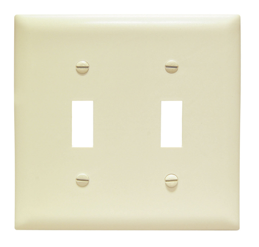 Product image for Pass & Seymour TPJ2-I 2Gang Wall Plate, Toggle Switch, Nylon, Jumbo - Ivory