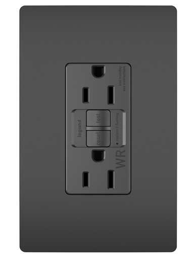 Picture of 1597-TRWRBK - radiant® Tamper-Resistant Weather-Resistant 15A Duplex Self-Test GFCI Receptacles with SafeLock® Protection, Black