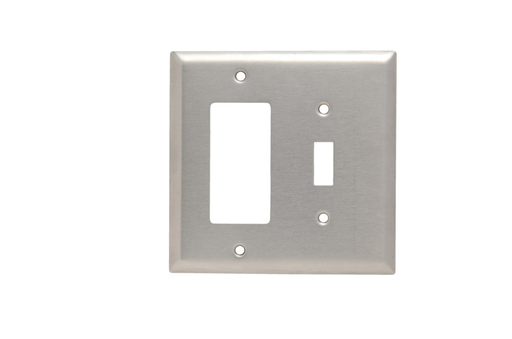 Mayer-DDS-Combination Openings, 1 Toggle Switch and 1 Decorator, Two Gang, 302/304 Stainless Steel-1