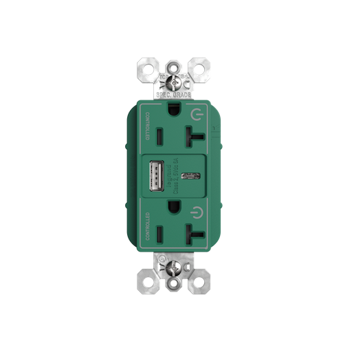 Mayer-DDS-20A 125V Plug Load Dual Controlled Tamper-Resistant Duplex Receptacle with USB A/C Fast Charging Ports, Green-1