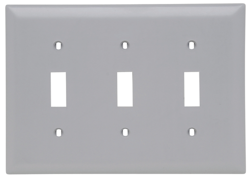 TP3-GRY - TradeMaster® 3-Gang Nylon Wall Plate, 3 Toggle Switch Openings, Gray
