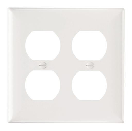 SP82-W - 2-Gang Thermoset Wall Plate, 2 Duplex Receptacle Openings, White