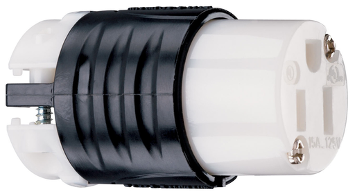 15A, 125V Extra-Hard Use Spec-Grade Connector, Black and White