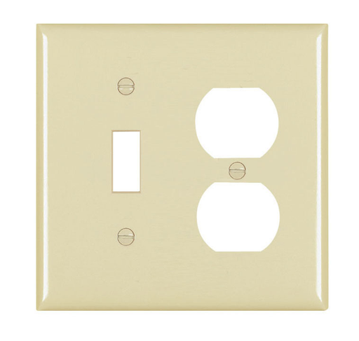 TP18I - TradeMaster® 2-Gang Nylon Wall Plate, 1 Toggle Switch Opening, 1 Duplex Receptacle Opening, Ivory