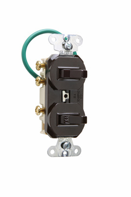 Product image for Pass & Seymour 696-G Single Pole, Three-Way Combination Switch, 15A 120/277V - Brown