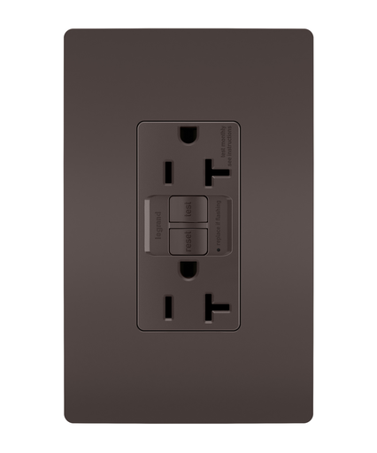 2097 - radiant® 20A Duplex Self-Test GFCI Receptacles with SafeLock® Protection, Brown