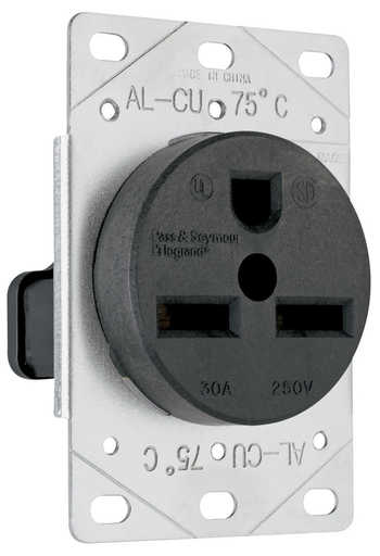 Mayer-DDS-30A 250V 6-30R Straight Blade Single Flush Receptacle, 2-Pole, 3-Wire-1