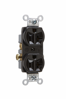 CR20-BK - 20A 125V Commercial Spec-Grade Duplex Receptacle, Side Wire, Black