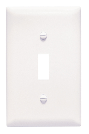 TPJ1W - TradeMaster® Jumbo 1-Gang Nylon Wall Plate, 1 Toggle Switch Opening, White