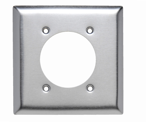 Mayer-DDS-2-Gang 302/304 Stainless Steel Wall Plate, Power Outlet Receptacle Opening-1