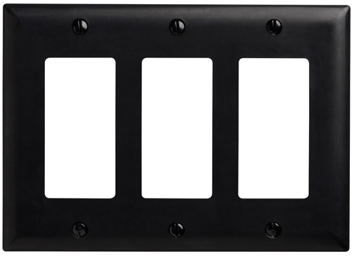 TP263-BK - TradeMaster® 3-Gang Nylon Wall Plate, 3 Decorator Openings, Black