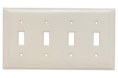 Mayer-DDS-4-Gang Thermoset Wall Plate, 4 Toggle Switch Openings, Light Almond-1