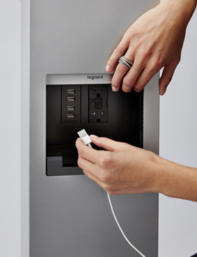 Mayer-DDS-Charging Station with Area Light, 3-Gang, Unwired - Silver-1