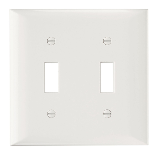 SP2-W - 2-Gang Thermoset Wall Plate, 2 Toggle Switch Openings, White