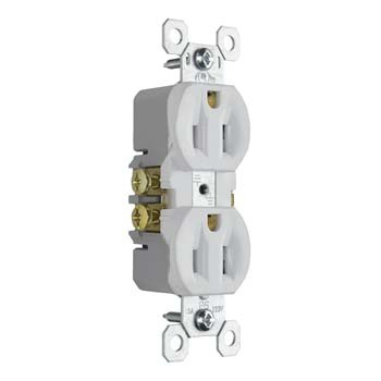 Trademaster® 15A/125V Duplex Receptacle, White