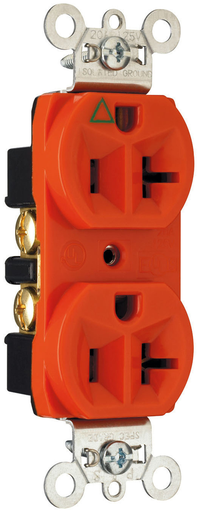 IG5362 - 20A 125V Heavy Duty Spec-Grade Isolated Ground Duplex Receptacle, Back and Side Wire, Orange