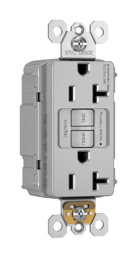 PT2097GRY - PlugTail® Specification Grade 20A Duplex Self-Test GFCI Receptacles with SafeLock® Protection, Gray