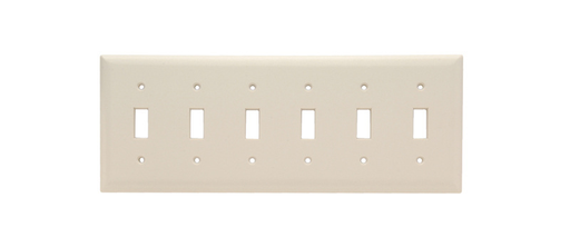 Product image for Pass & Seymour SP6-LA 5Gang Wall Plate, 6-Toggle Switch, Standard - Light Almond