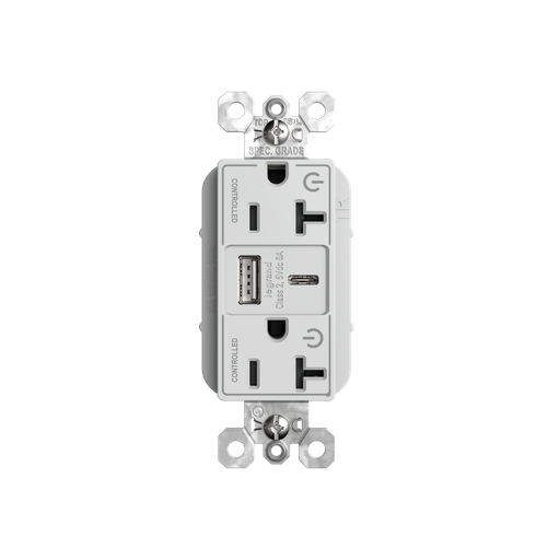 Mayer-DDS-20A 125V Plug Load Dual Controlled Tamper-Resistant Duplex Receptacle with USB A/C Fast Charging Ports, White-1