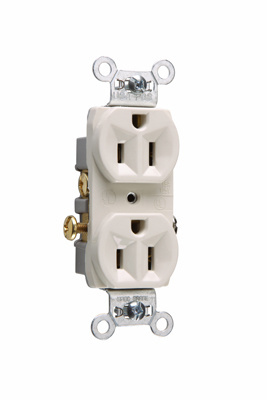 Mayer-DDS-15A 125V Commercial Spec-Grade Duplex Receptacle, Side Wire, Light Almond-1
