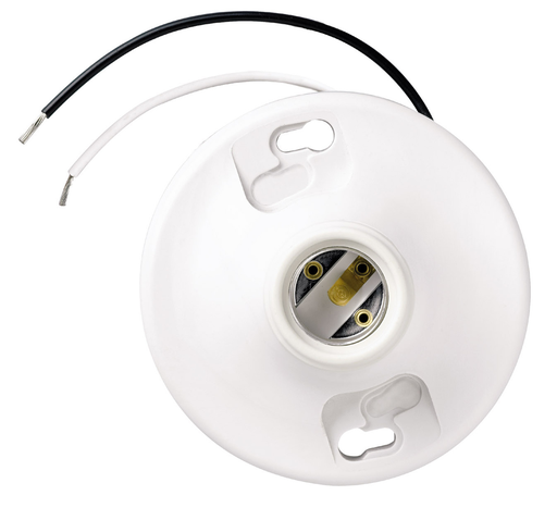 Mayer-DDS-Phenolic Medium Base Lampholder 4-Terminal 6-inch leads 250V, White-1