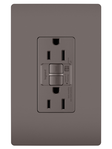 1597-TR - radiant® Tamper-Resistant 15A Duplex Self-Test GFCI Receptacles with SafeLock® Protection, Brown