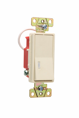 2629-I - 20A 120V Specification Grade Single Pole Pilot Lighted Paddle Switch (Lighted When On), Ivory