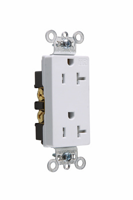TR26362-W - 20A 125V Heavy Duty Spec-Grade Tamper-Resistant Decorator Duplex Receptacle, Back and Side Wire, White
