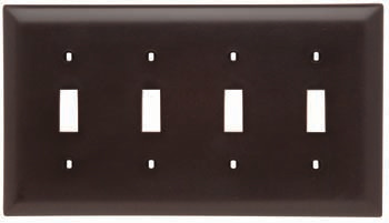 TP4 - TradeMaster® 4-Gang Nylon Wall Plate, 4 Toggle Switch Openings, Brown
