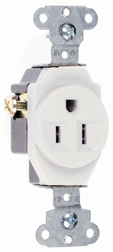 15A 125V Heavy Duty Spec-Grade Single Receptacle, Side Wire, White