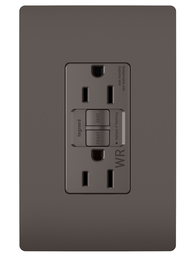 1597-TRWR - radiant® Tamper-Resistant Weather-Resistant 15A Duplex Self-Test GFCI Receptacles with SafeLock® Protection, Brown