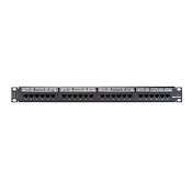 Cat 5e Flat 110-Style Patch Panel, 24-Port, 1RU, Magnifying Lens Holder