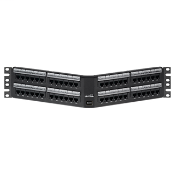 Cat 6 Angled 110-Style Patch Panel, 48-Port, 2RU, Magnifying Lens Holder