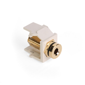 Banana Jack QuickPort Connector, Gold-Plated, Black Stripe, Light Almond Housing