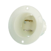 15 Amp-125 Volt, 2-Pole, 2-Wire, NEMA-L1-15P, Flanged Inlet, Locking Receptacle, Industrial Grade - WHITE