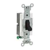 15 Amp, 120/277 Volt, Toggle Single-Pole AC Quiet Switch, Commercial Spec Grade, Grounding, Side Wired - Black