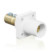 Product image for Leviton 16R21-W Cam-Type Connector White Taper Nose 90 Degree Male Panel Receptacle