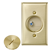 QuickPort Floor Jack Assembly, F connector x Blank. Assembly includes wallplate, insert, jacks, and screw cap.