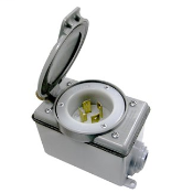 Generator Inlet Kit, 30A, 125/250V, Includes Flanged Inlet, Weatherproof Cover and FD Box - GRAY
